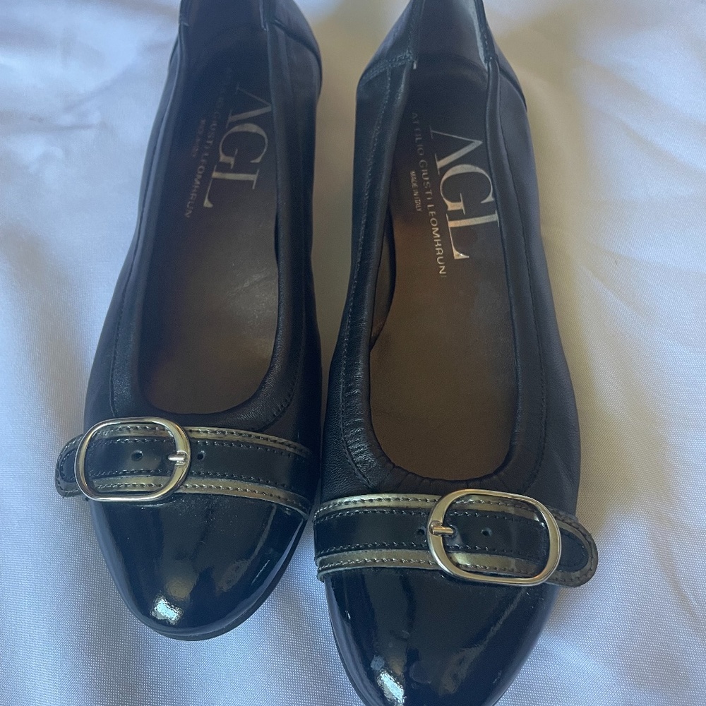 AGL Attilio Giusti Leombruni Cap toe Buckle Ballet Flat shoes size 38.5 …